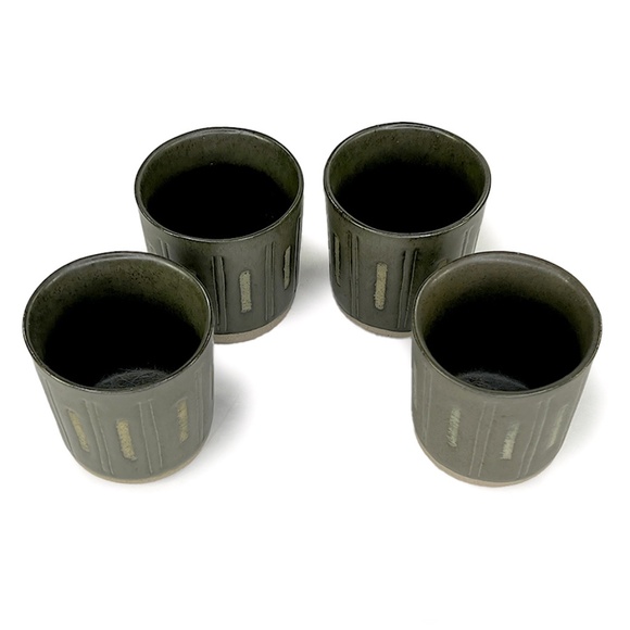 Marshall Studios Gordon Martz 1960s Indiana Stoneware Lines and Bars Tumblers, 4 - Picture 2 of 6